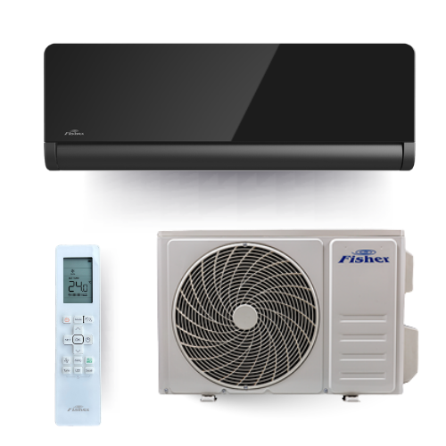 Fisher ART FSAIF-Art-94AE3-B/FSOAIF-Art-94AE3 Antracit - Fekete tükrös előlappal 2,5kW Oldalfali Split klíma